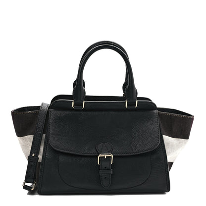 Burberry Mega Check Grained Calfskin Medium Harcourt Satchel Black 1 of 8
