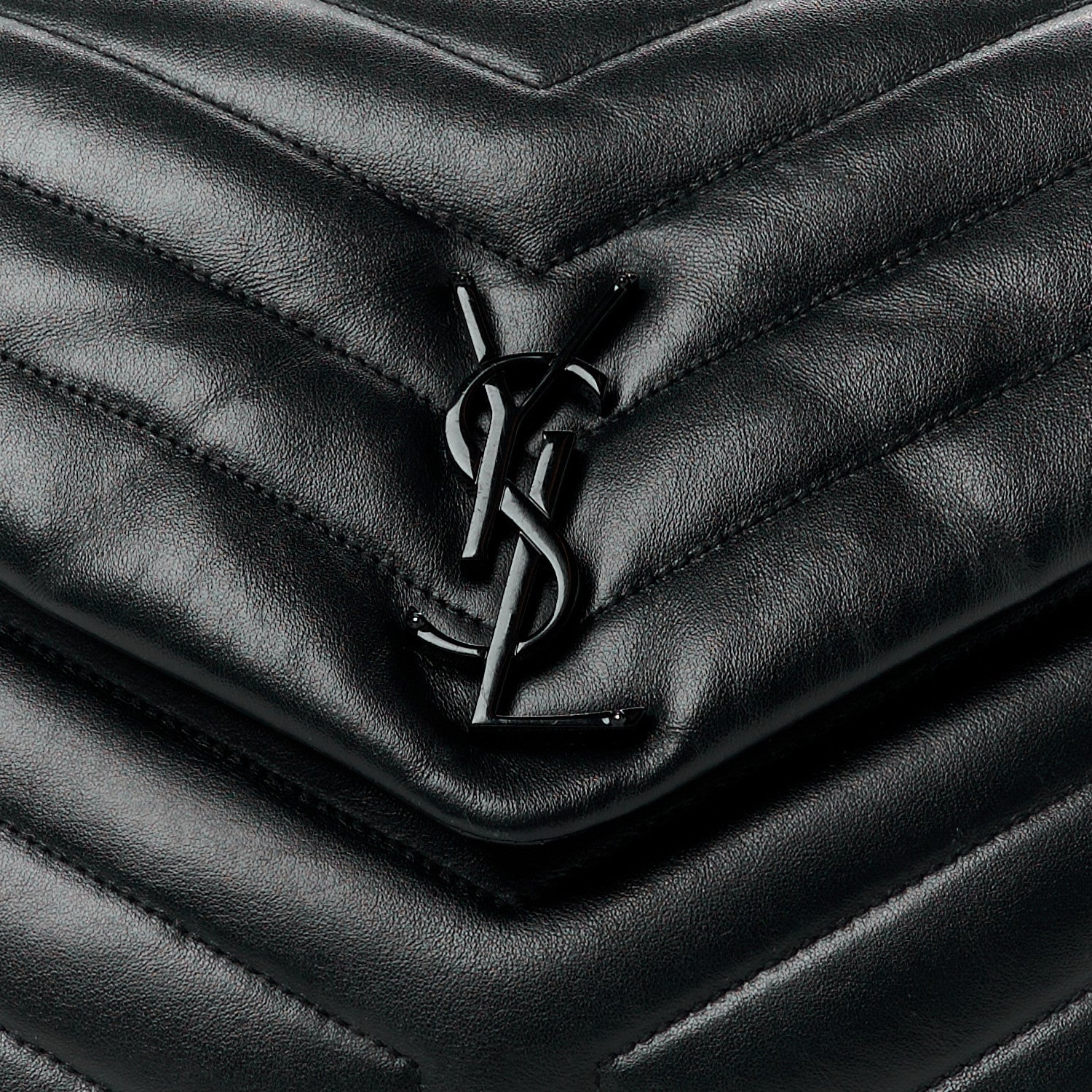 Saint Laurent Calfskin Y Quilted Monogram Monochrome Medium Loulou Chain Satchel Black 9 of 12