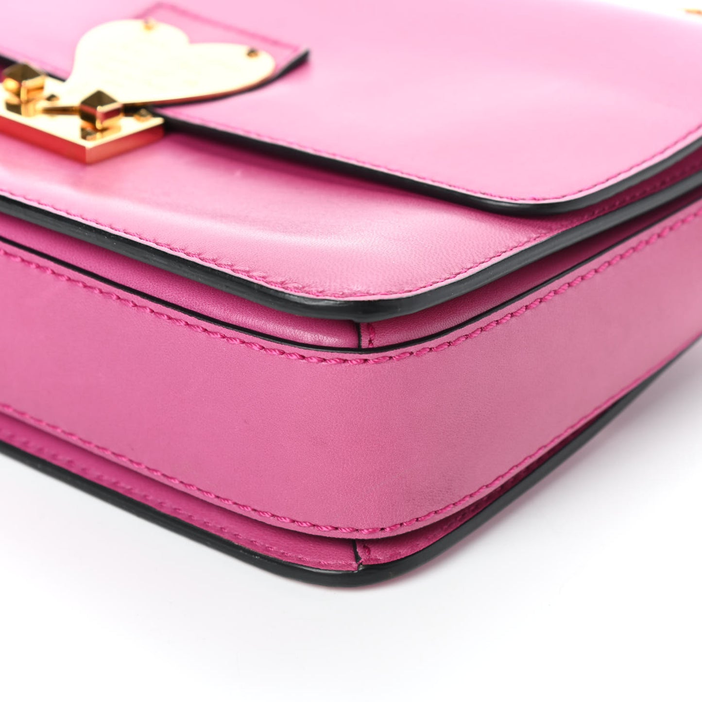 Shiny Nappa L'Amour Rockstud Shoulder Bag Fuxia