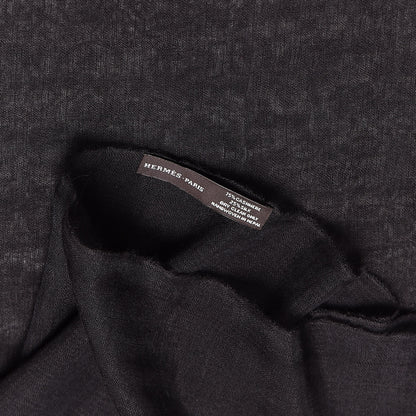 Hermes Cashmere Silk Plume Unie Stole Black 5 of 5