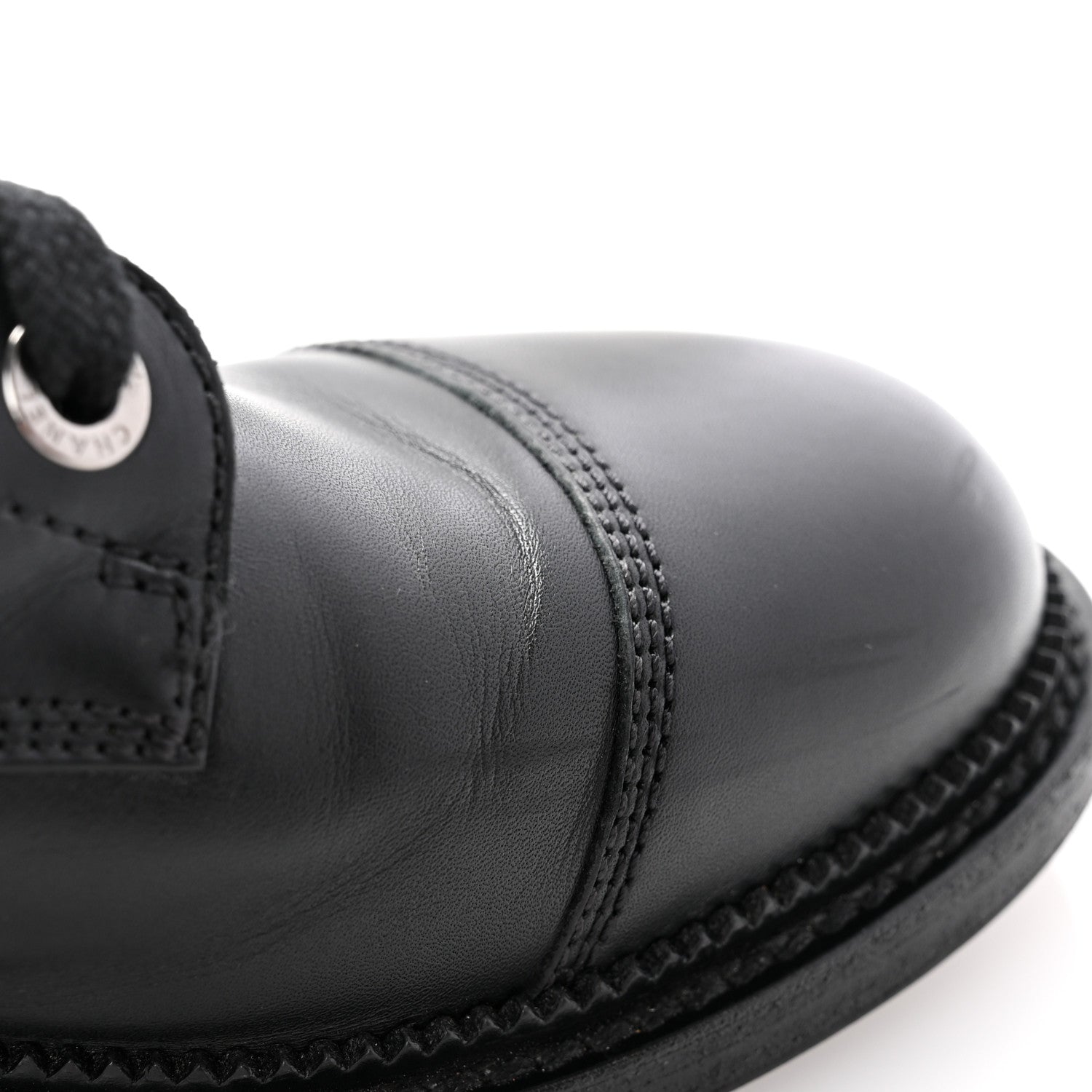 Chanel Calfskin Quilted Lace Up Combat Boots 38 Black 11 of 13