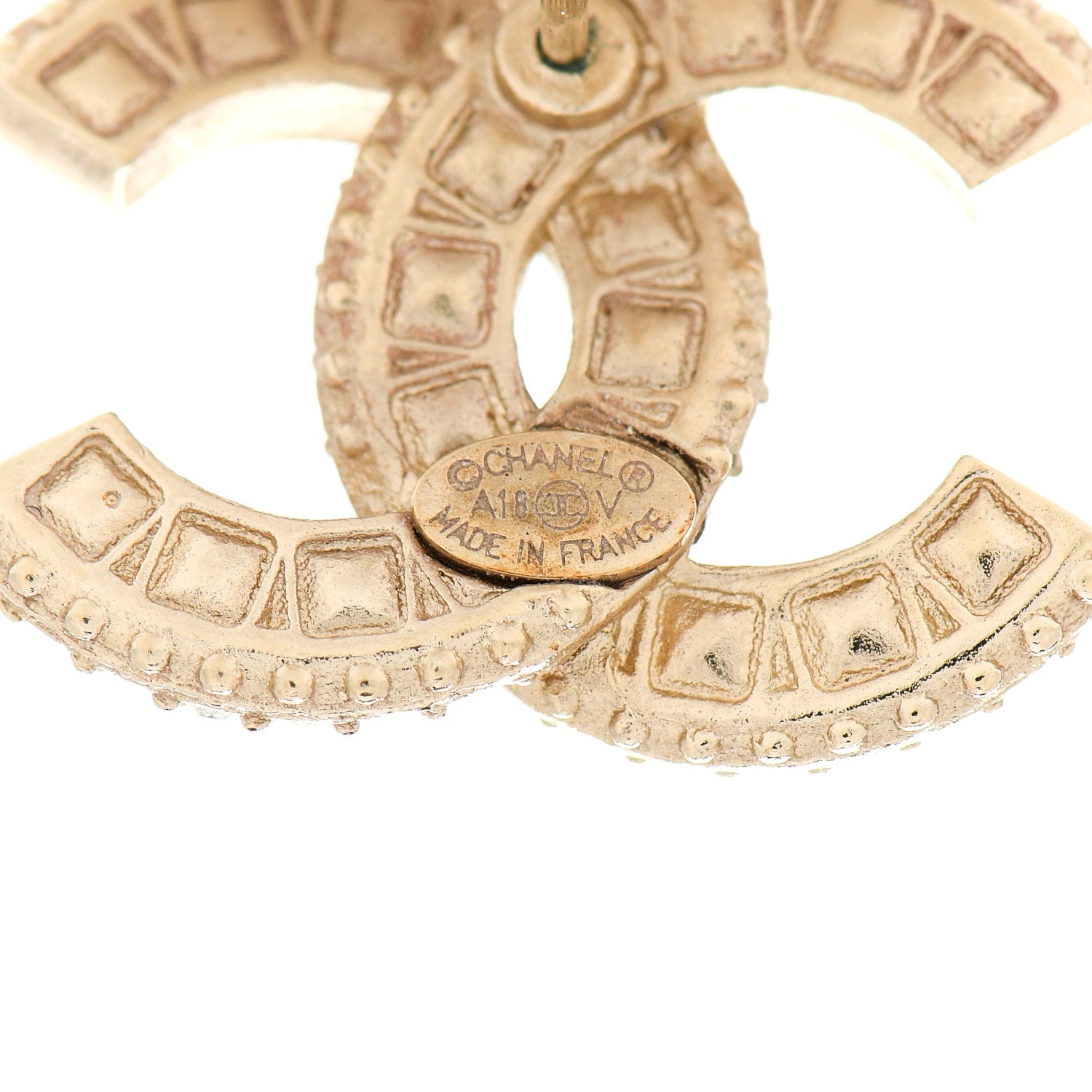Chanel Crystal Timeless CC Earrings Light Gold 4 of 5
