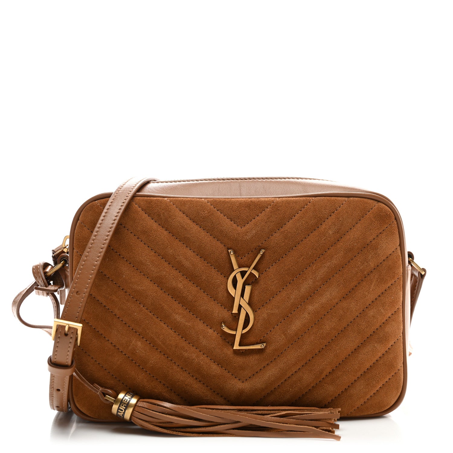 Saint Laurent Suede Matelasse Monogram Lou Camera Bag Cinnamon 1 of 11