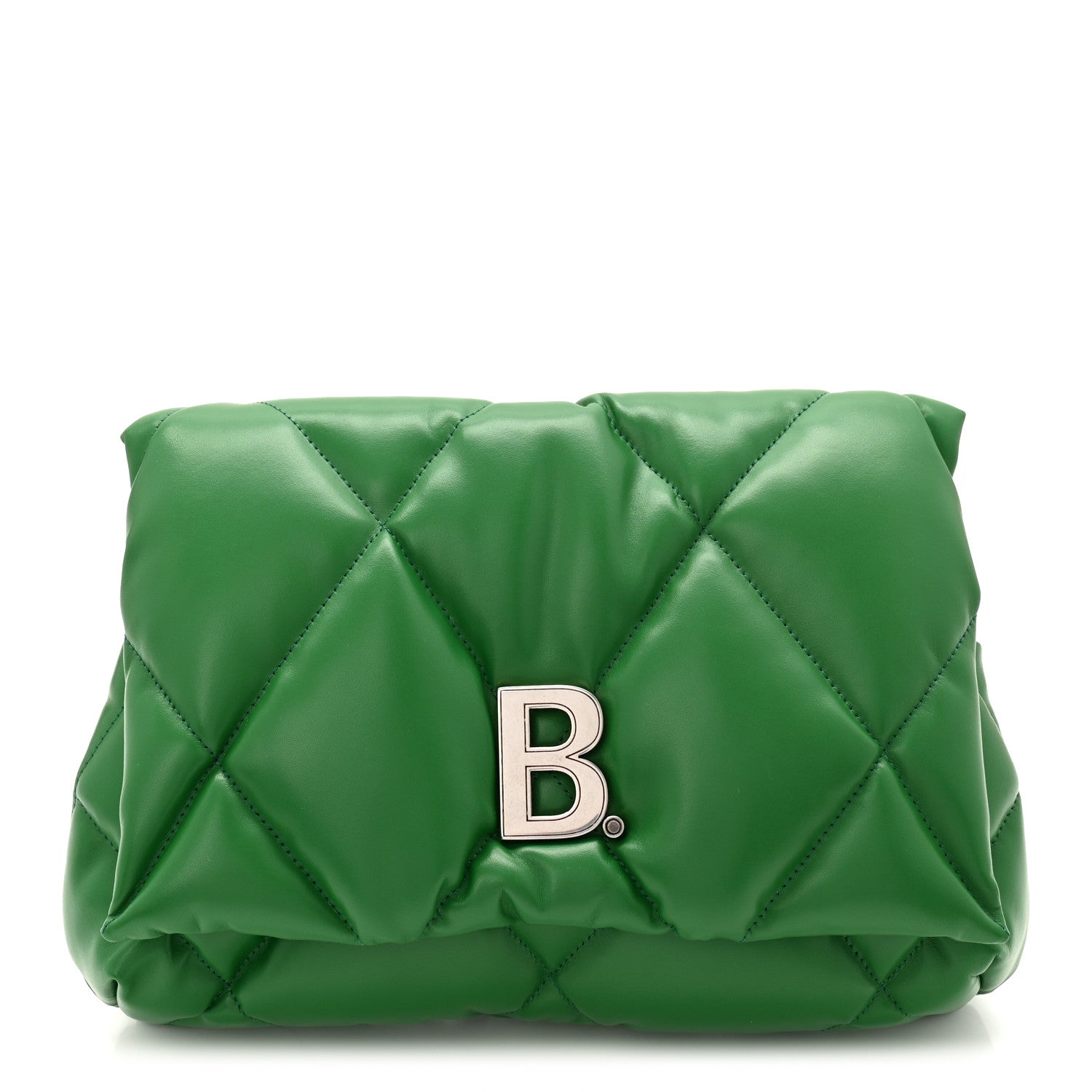 Balenciaga Nappa Calfskin Quilted Touch B Puffy Clutch Leaf Green 1 of 10