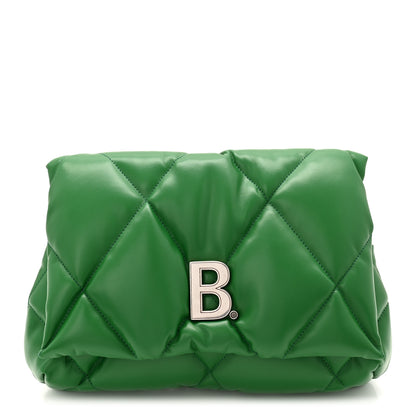Balenciaga Nappa Calfskin Quilted Touch B Puffy Clutch Leaf Green 1 of 10