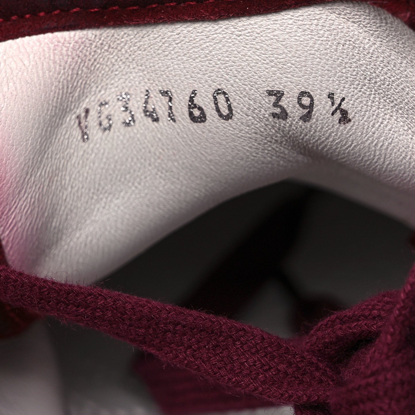 Suede Lace Up Cap Toe Sneakers 39.5 Burgundy
