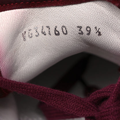Chanel Suede Lace Up Cap Toe Sneakers 39.5 Burgundy 9 of 10