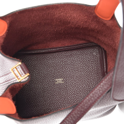 Hermes Taurillon Clemence Swift Eclat Picotin Lock 18 PM Prune Orange Poppy 5 of 7