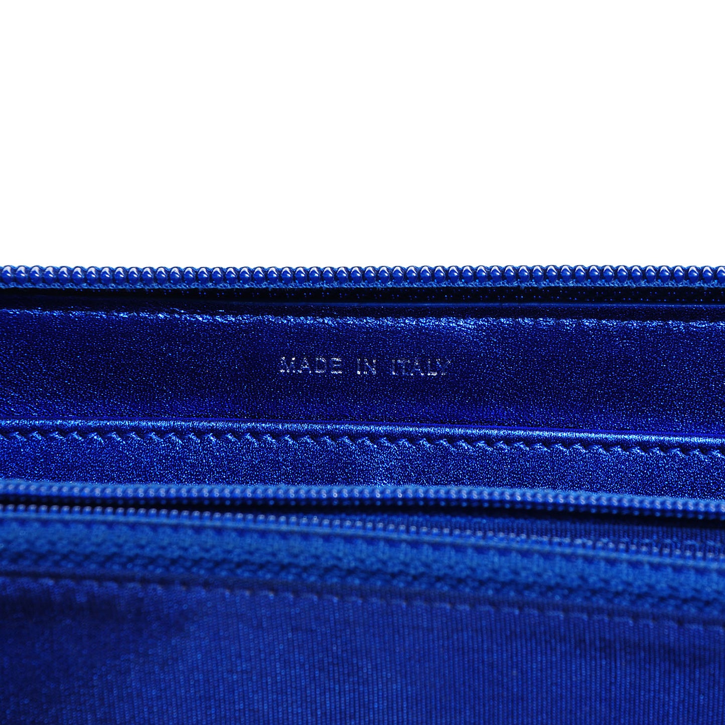 Metallic Patent Quilted Boy L-Gusset Zip Wallet Blue