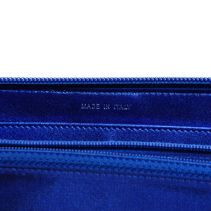 Chanel Metallic Patent Quilted Boy L-Gusset Zip Wallet Blue 8 of 9