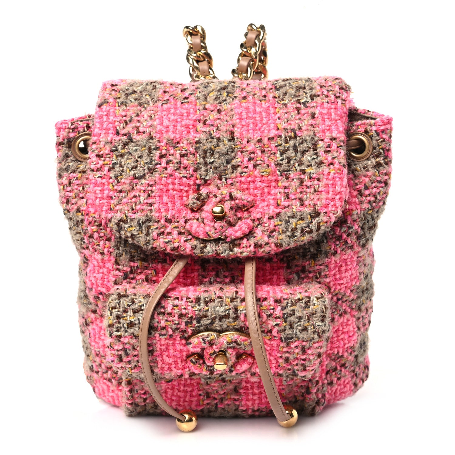 Chanel Wool Tweed Elegant Backpack Pink Brown 1 of 10