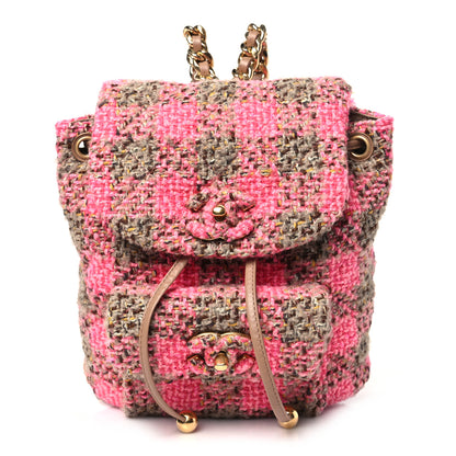 Chanel Wool Tweed Elegant Backpack Pink Brown 1 of 10