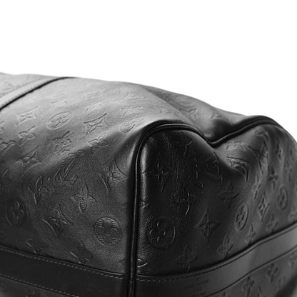 Louis Vuitton Calfskin Shadow Monogram Keepall Bandouliere 50 Black 10 of 11