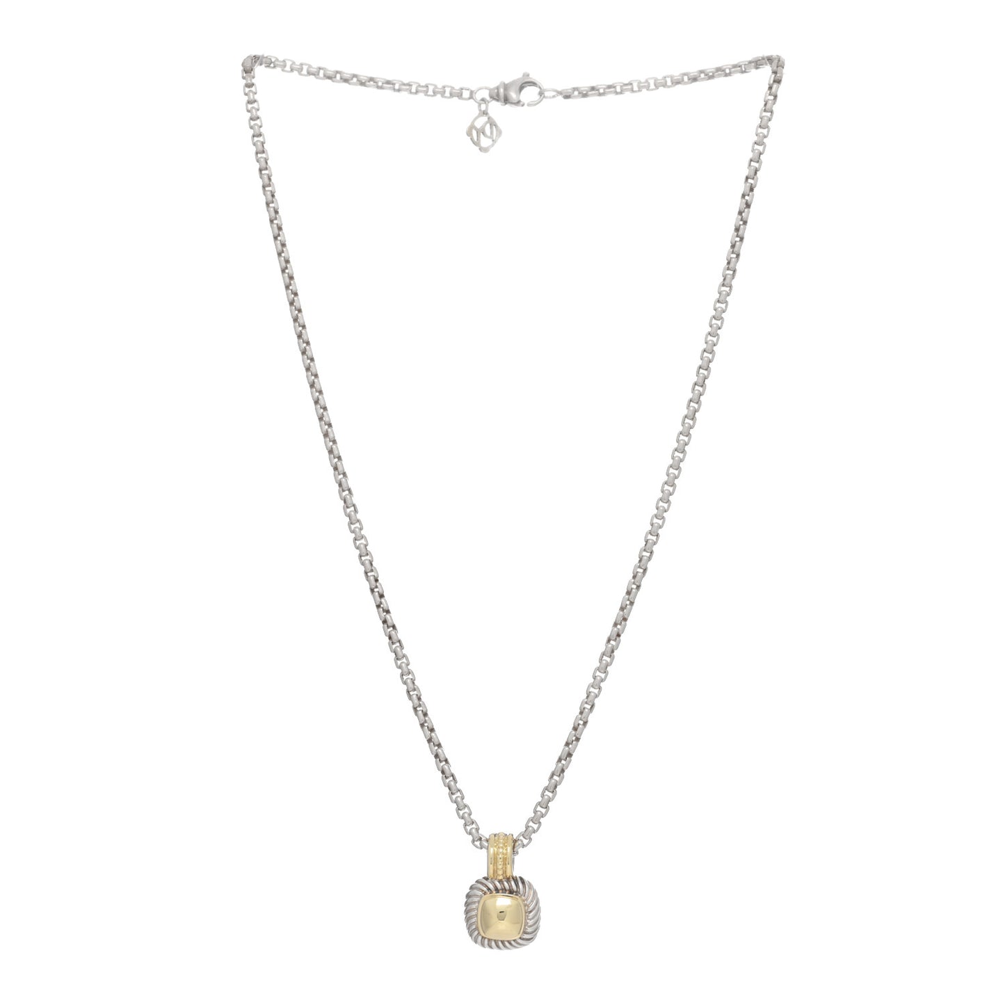 Sterling Silver 14K Yellow Gold Petite Albion Dome Pendant Necklace