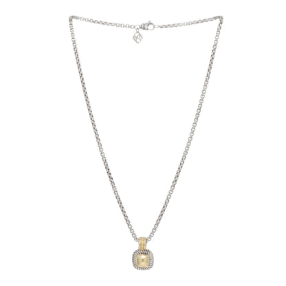 David Yurman Sterling Silver 14K Yellow Gold Petite Albion Dome Pendant Necklace 2 of 3