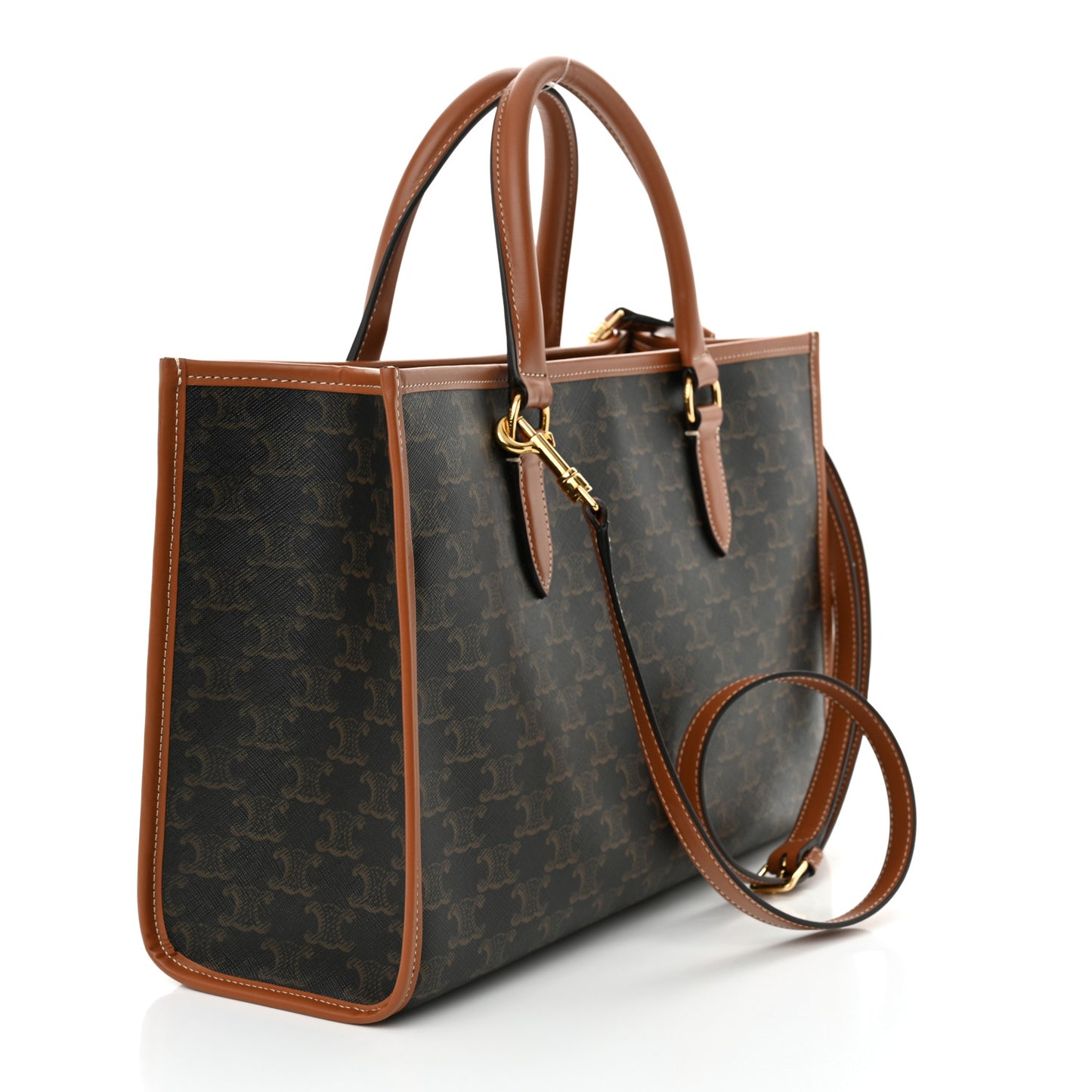 Triomphe Canvas Calfskin Mini Horizontal Cabas Tan