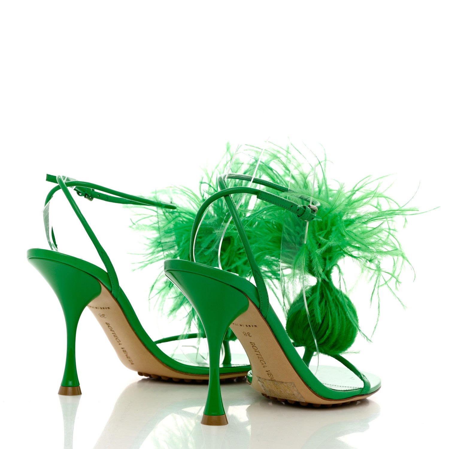 Bottega Veneta Wonderbird Nappa Feather Dot Sandals 38 Grass 4 of 9