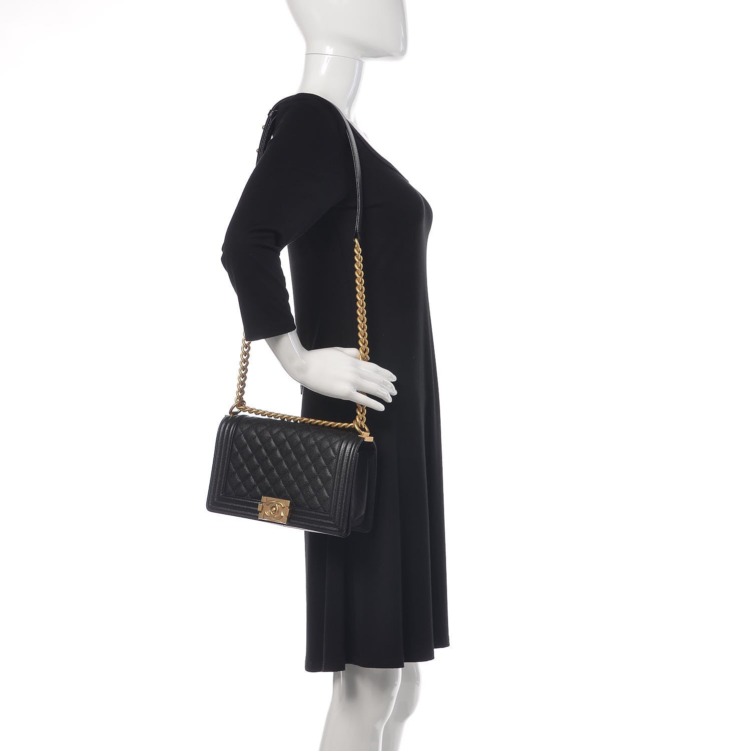 Chanel Caviar Quilted Medium Boy Flap Black 2 of 9