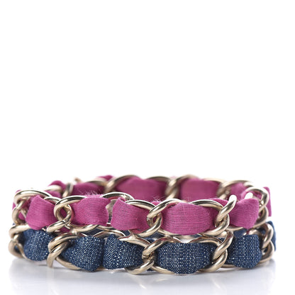 Chanel Fabric CC Chain Bracelet Gold Purple Blue 3 of 3