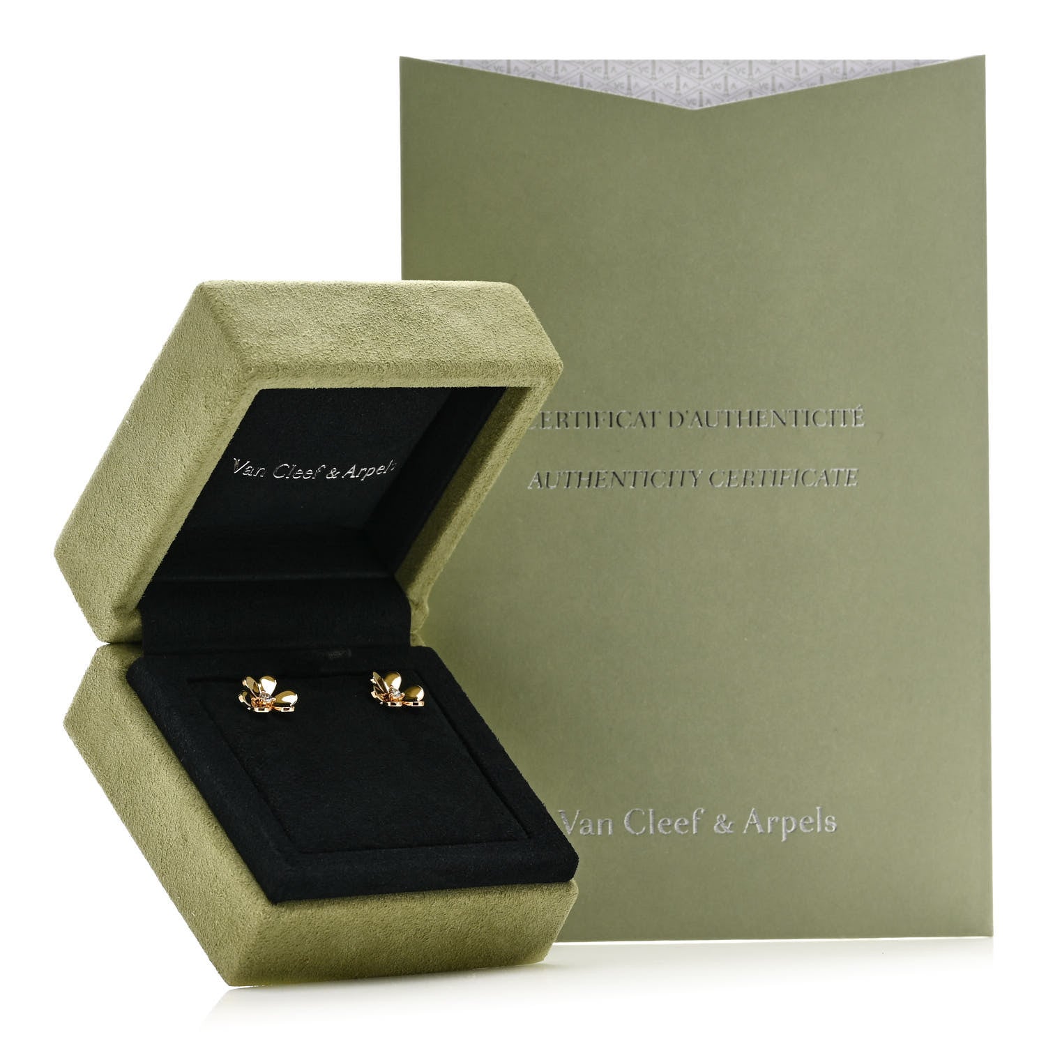 Van Cleef & Arpels 18K Yellow Gold Diamond Mini Frivole Earrings 5 of 5