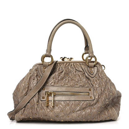 Marc Jacobs Snakeskin Embossed Calfskin Quilted Studded Beige 1 of 9