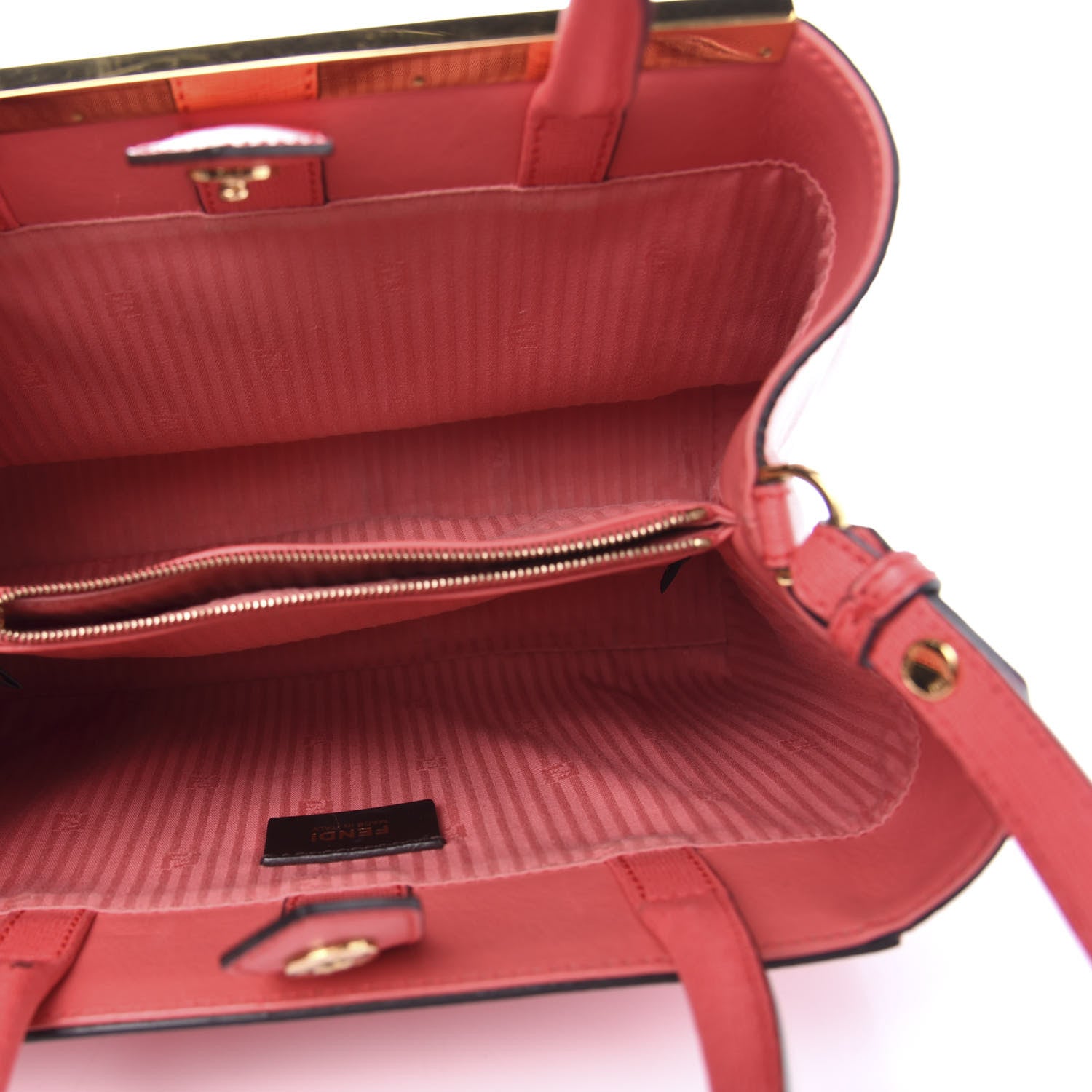 Fendi Vitello Elite Flamingo Petite 2Jours Tote Rosa Exstasy 4 of 15