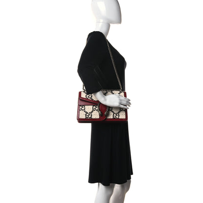 Gucci Tweed GG Monogram Small Dionysus Shoulder Bag White Black Romantic Cherry 2 of 20