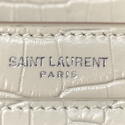 Saint Laurent Calfskin Crocodile Embossed Medium Monogram Sunset Blanc Vintage 7 of 9