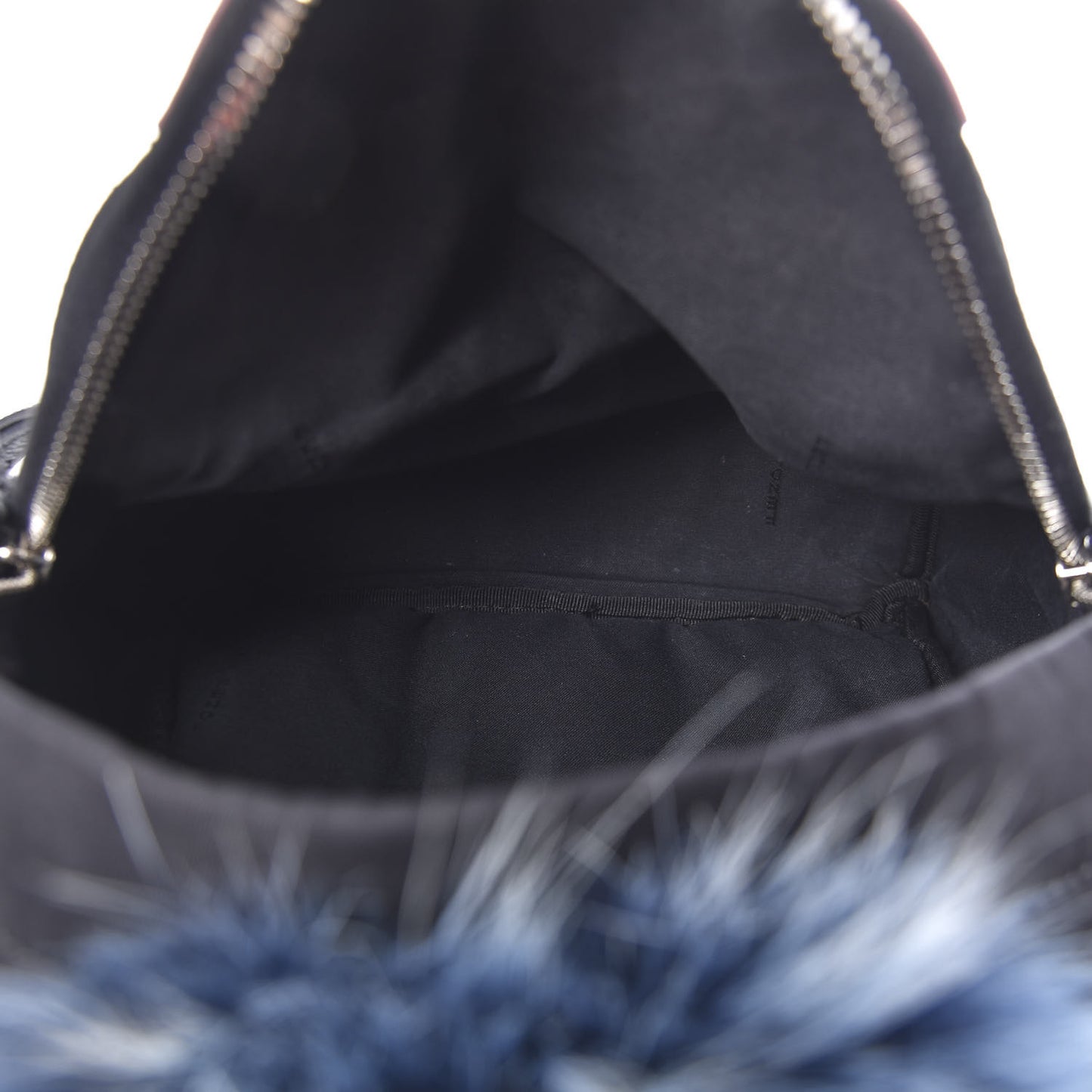Nylon Vitello Fox Goat Fur Monster Eyes Mini Backpack Black Multicolor Sky
