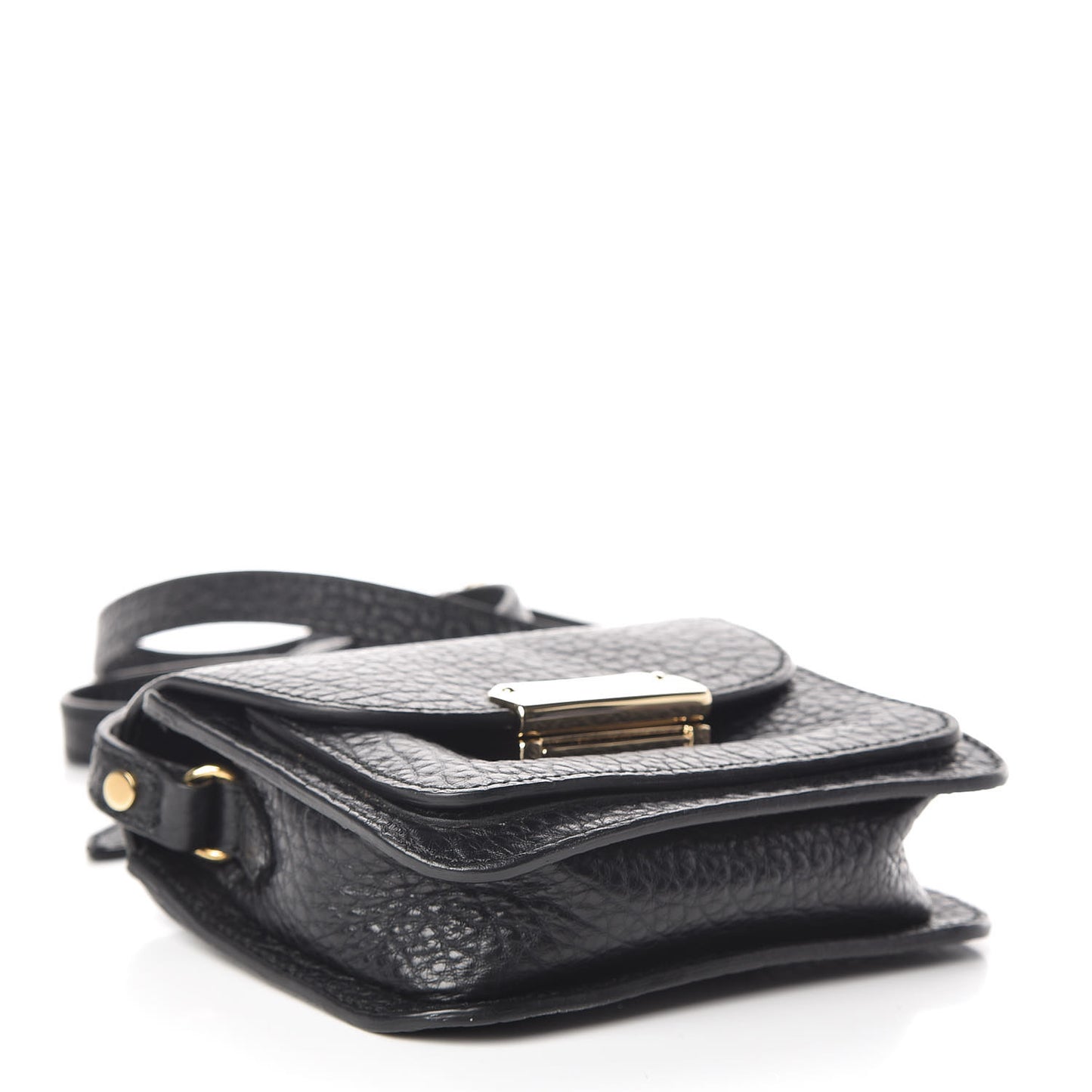 Grainy Calfskin Heritage Grain Mini Crossbody Bag Black