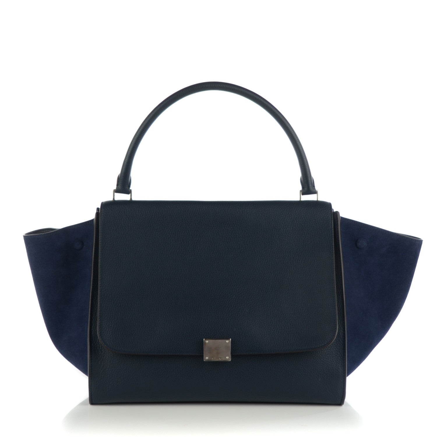 Celine Drummed Calfskin Suede Large Trapeze Navy Blue 1 of 8