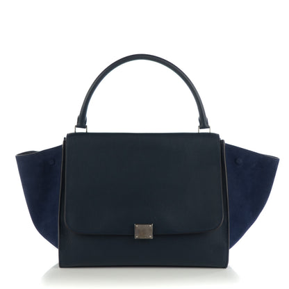 Celine Drummed Calfskin Suede Large Trapeze Navy Blue 1 of 8