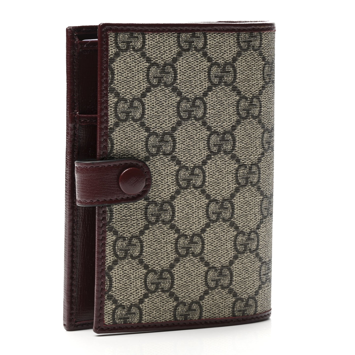 GG Supreme Monogram Azalea Calfskin Retro Interlocking G Passport Case Beige Red