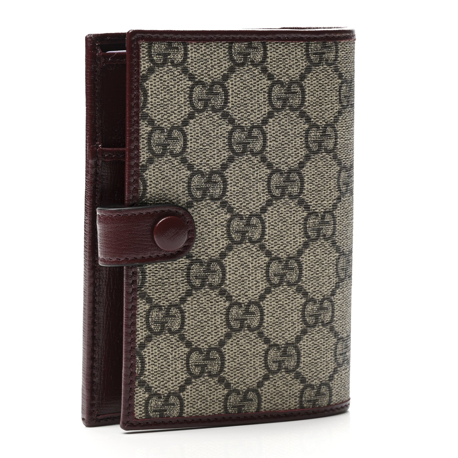 Gucci GG Supreme Monogram Azalea Calfskin Retro Interlocking G Passport Case Beige Red 2 of 6