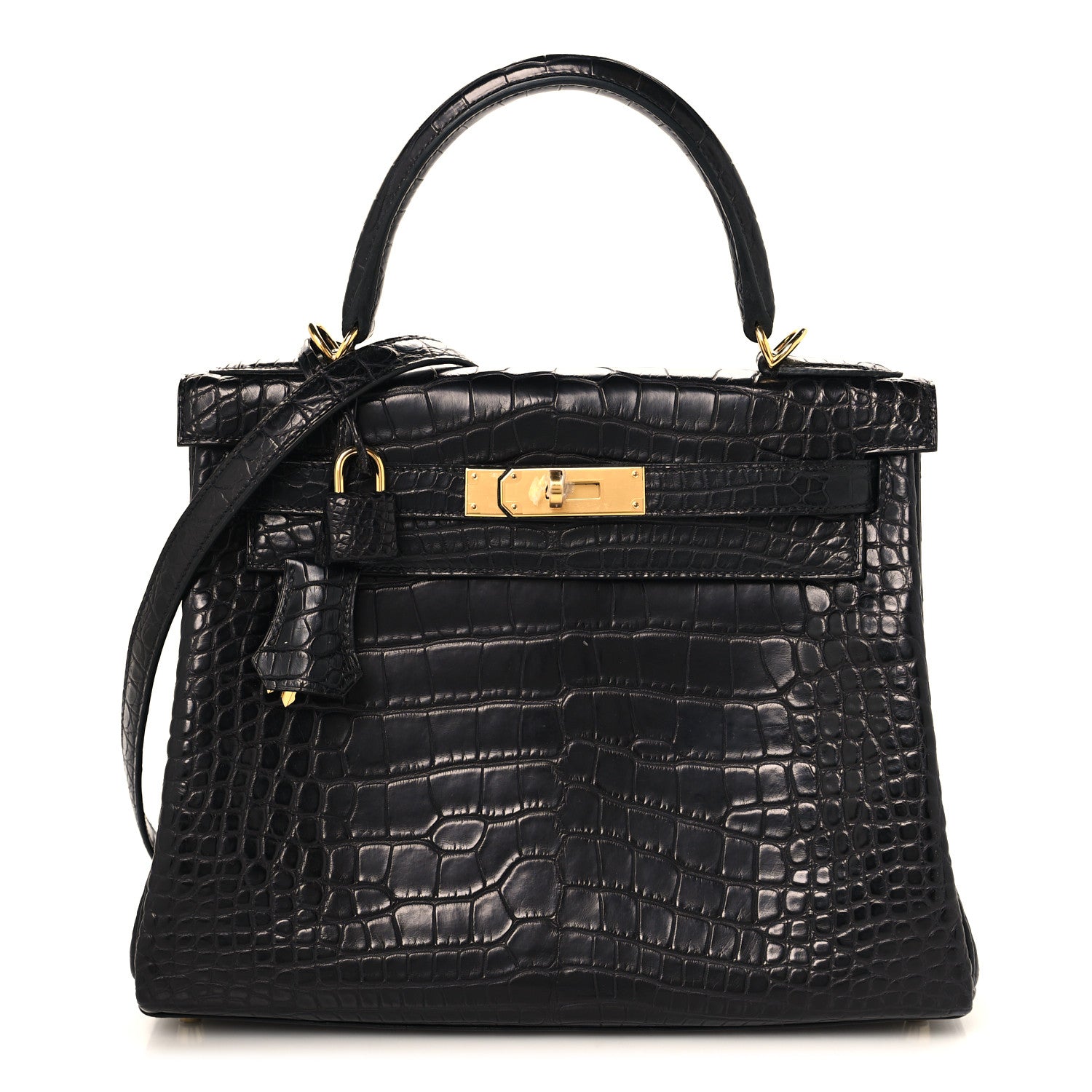 Hermes Matte Alligator Kelly Retourne 28 Black 1 of 11