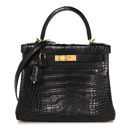 Hermes Matte Alligator Kelly Retourne 28 Black 1 of 11