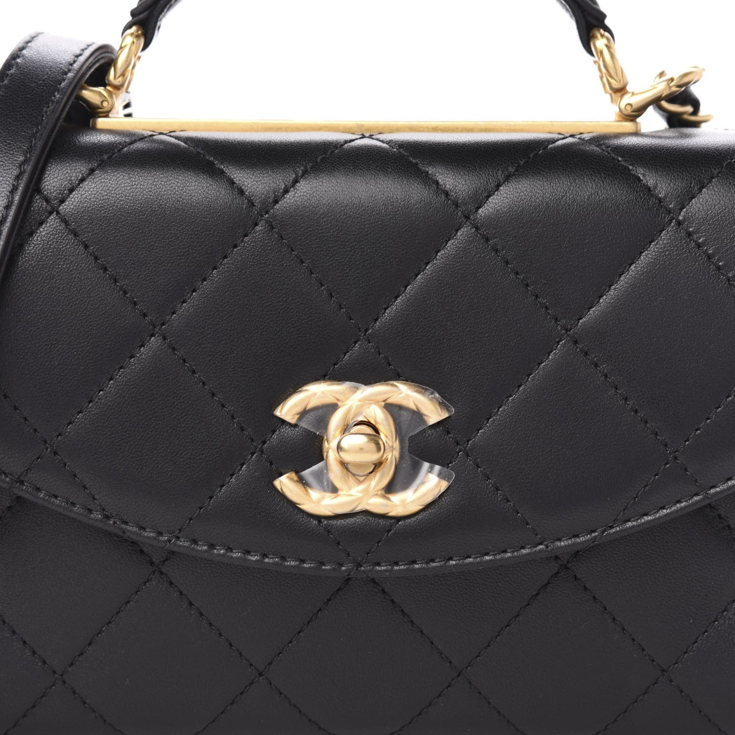 Lambskin Quilted Mini Trendy Spirit Top Handle Flap Black