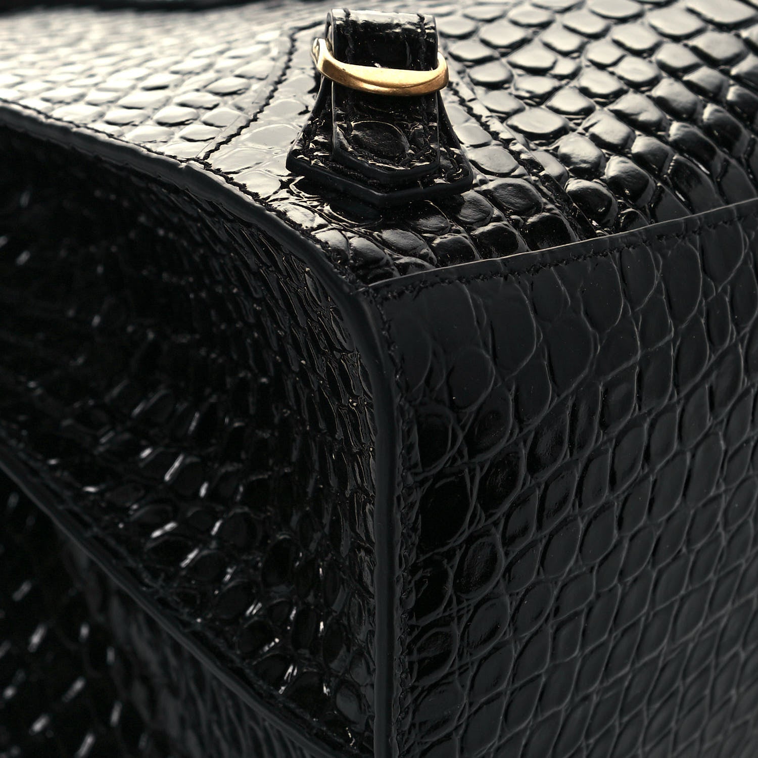 Balenciaga Shiny Supple Calfskin Crocodile Embossed Brass Hardware Neo Classic City Black 5 of 11