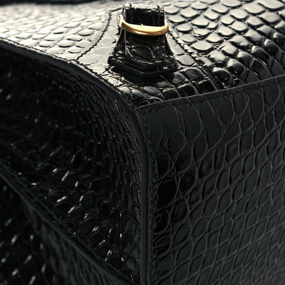Balenciaga Shiny Supple Calfskin Crocodile Embossed Brass Hardware Neo Classic City Black 5 of 11