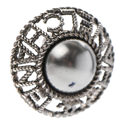 Chanel Pearl CC Round Earrings Ruthenium Dark Grey 5 of 5