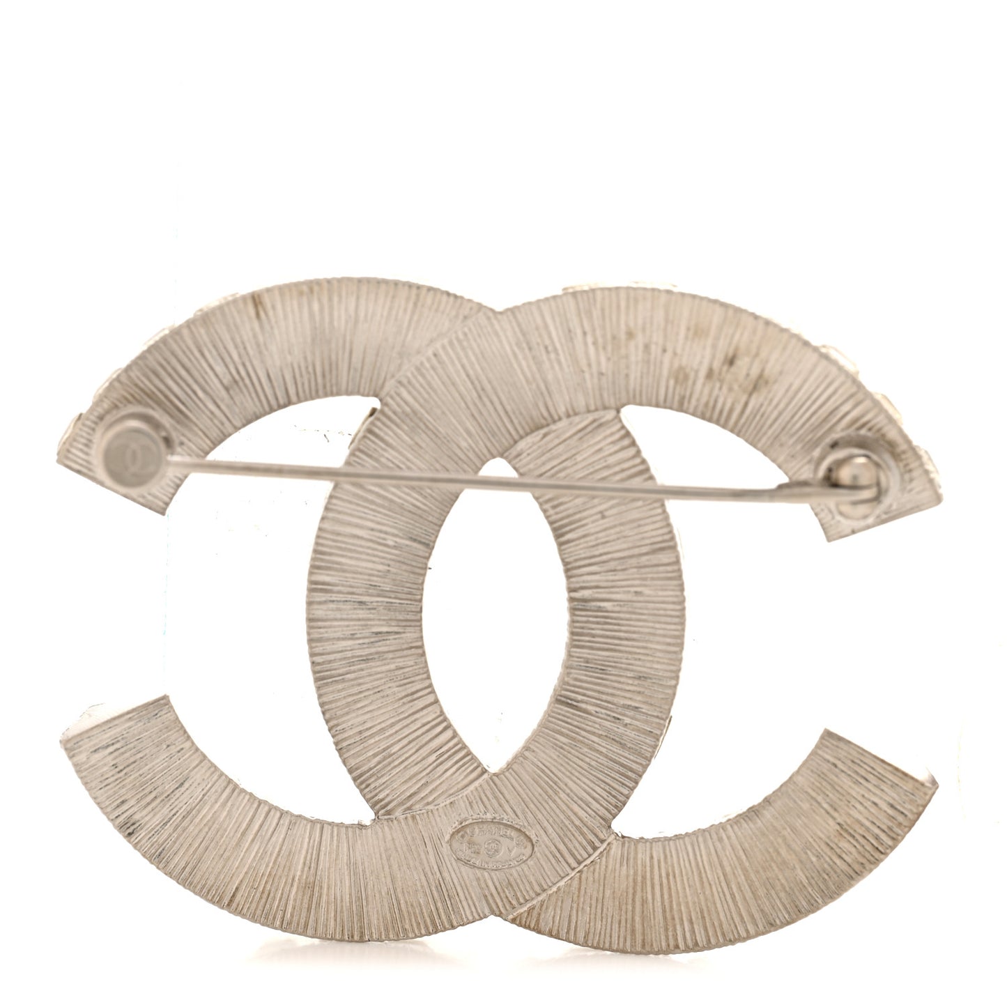Baguette Crystal CC Brooch Silver