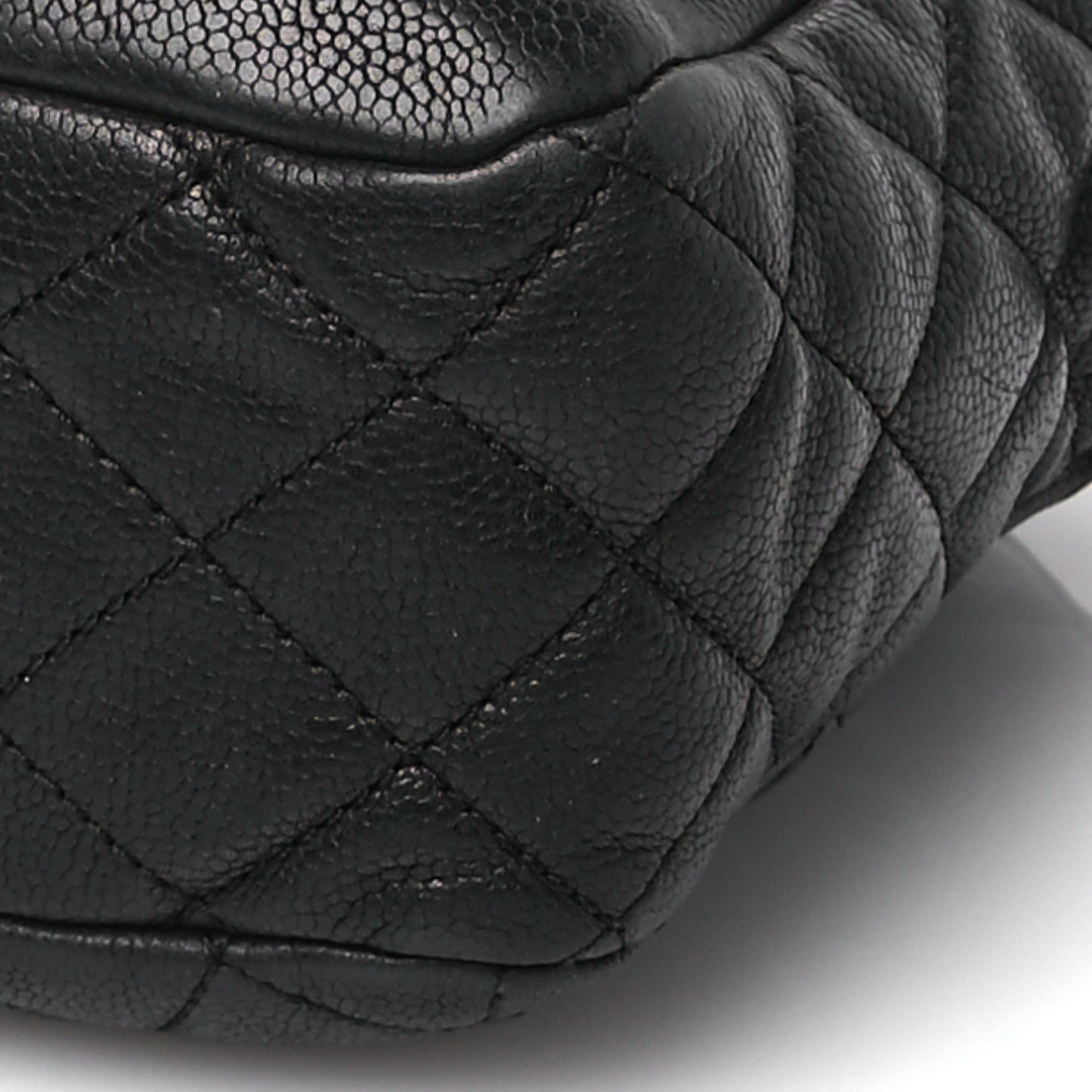 Caviar Quilted Travel Flap Tote Black