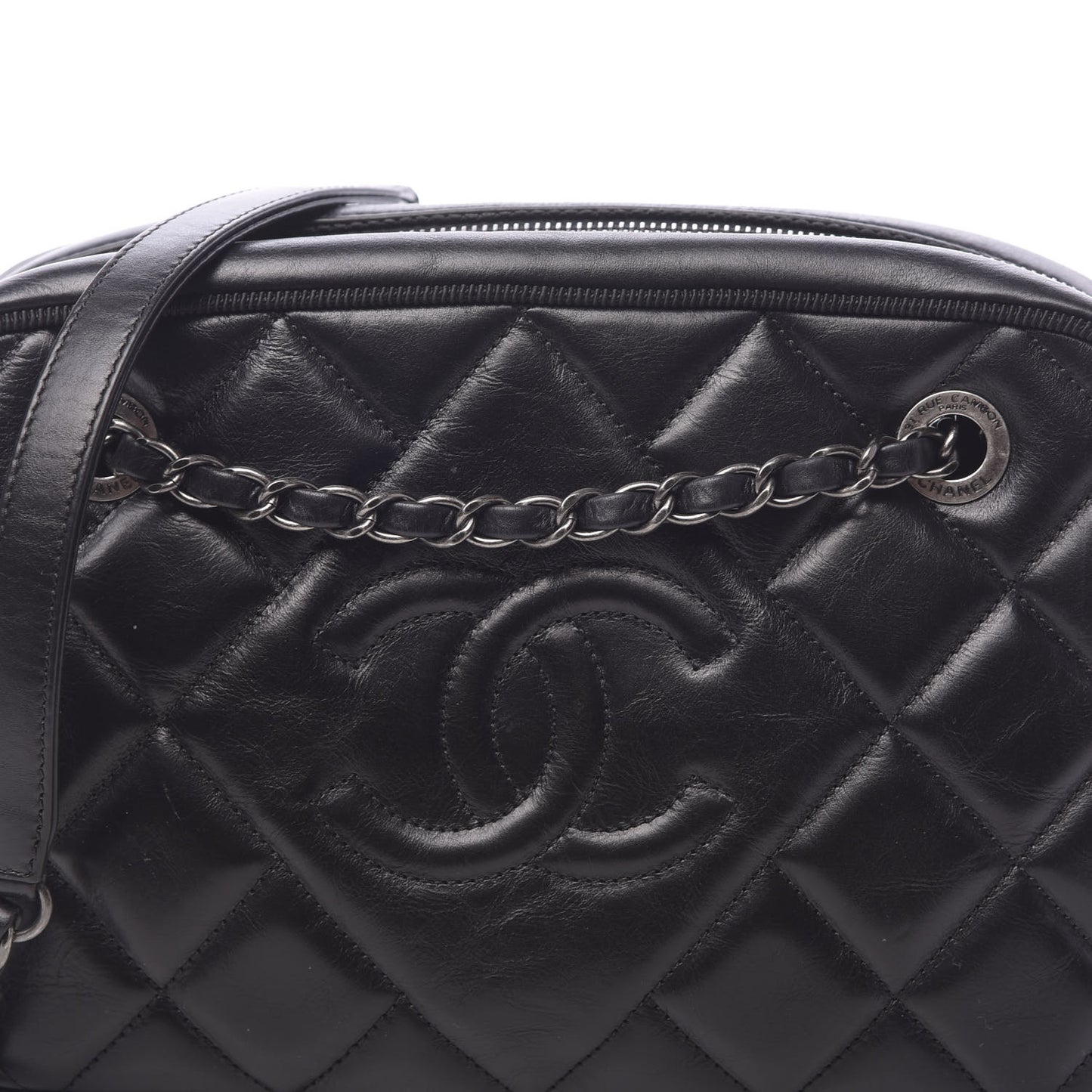 Calfskin Quilted Small Ballerine Camera Case Black