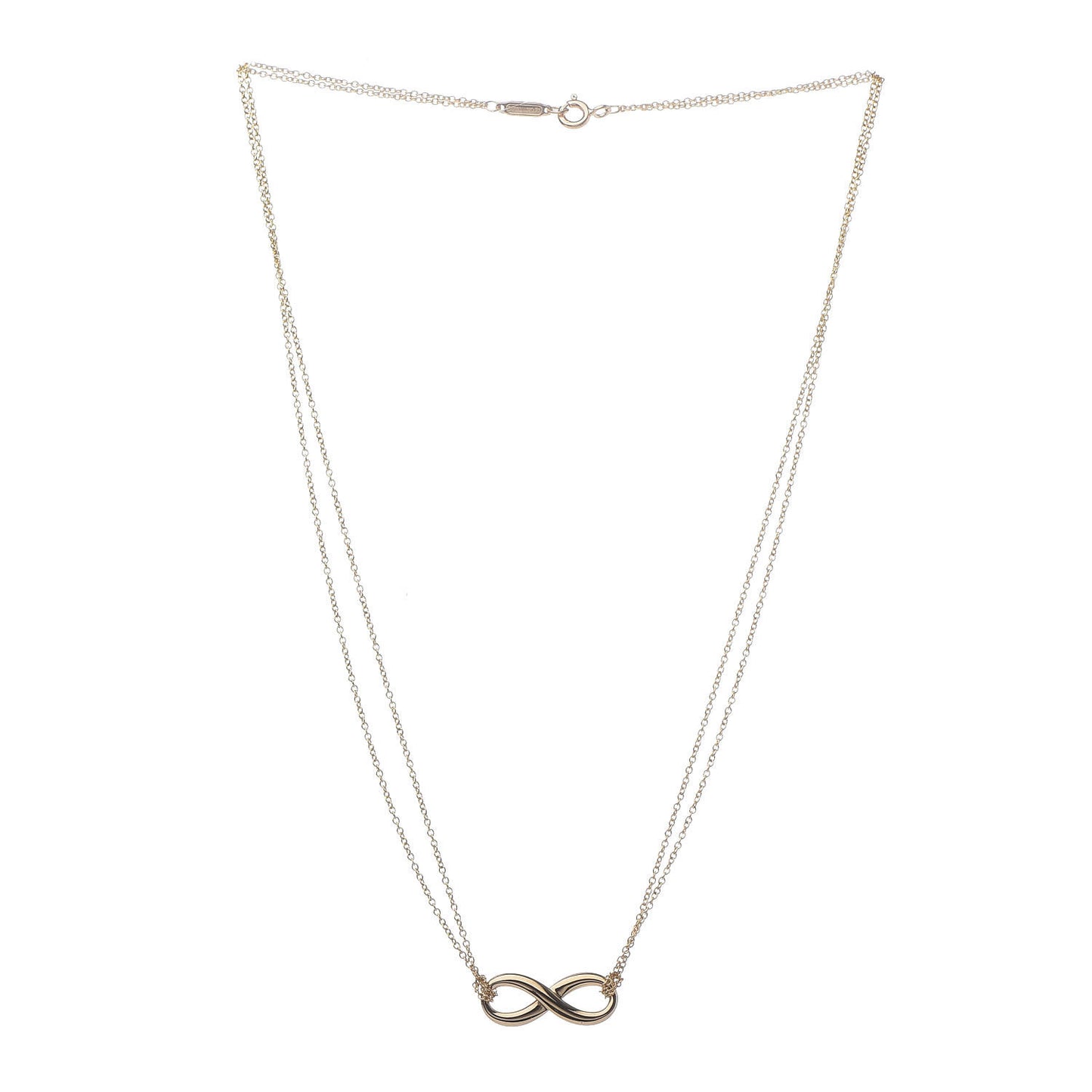 18K Yellow Gold Infinity Double Chain Pendant Necklace