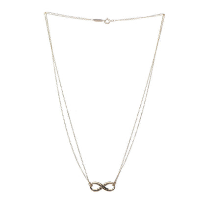 Tiffany 18K Yellow Gold Infinity Double Chain Pendant Necklace 3 of 7