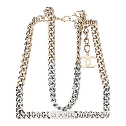 Chanel Oversized Chain Logo Short Necklace Gold Silver 3 of 4