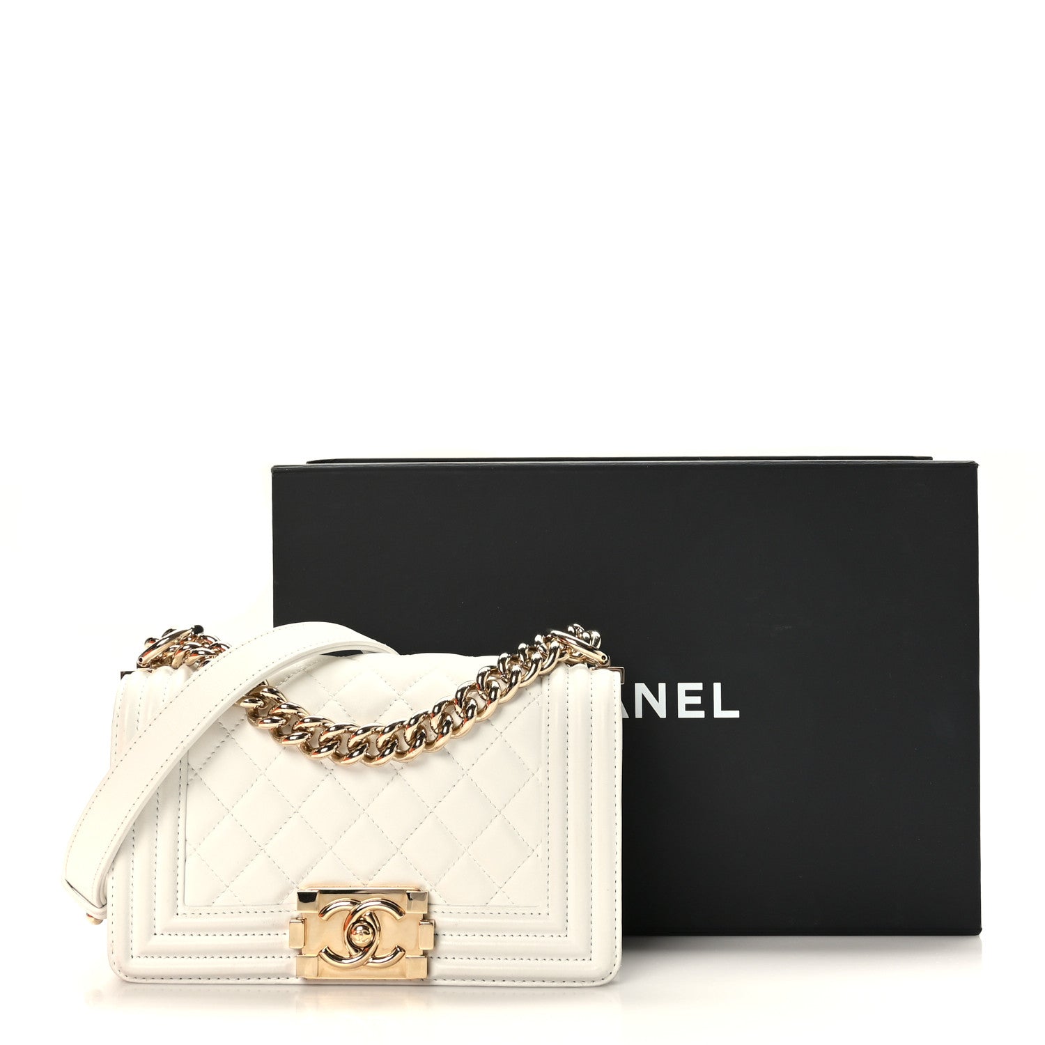 Chanel Lambskin Quilted Small Boy Flap White 3 of 10