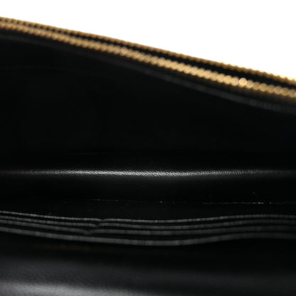 Saint Laurent Grain De Poudre Matelasse Chevron Monogram Envelope Chain Wallet Black 5 of 9