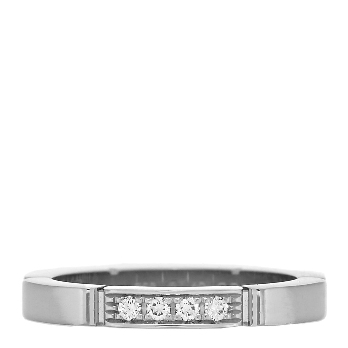 18K White Gold Diamond Maillon Panthere Wedding Band Ring 49 5