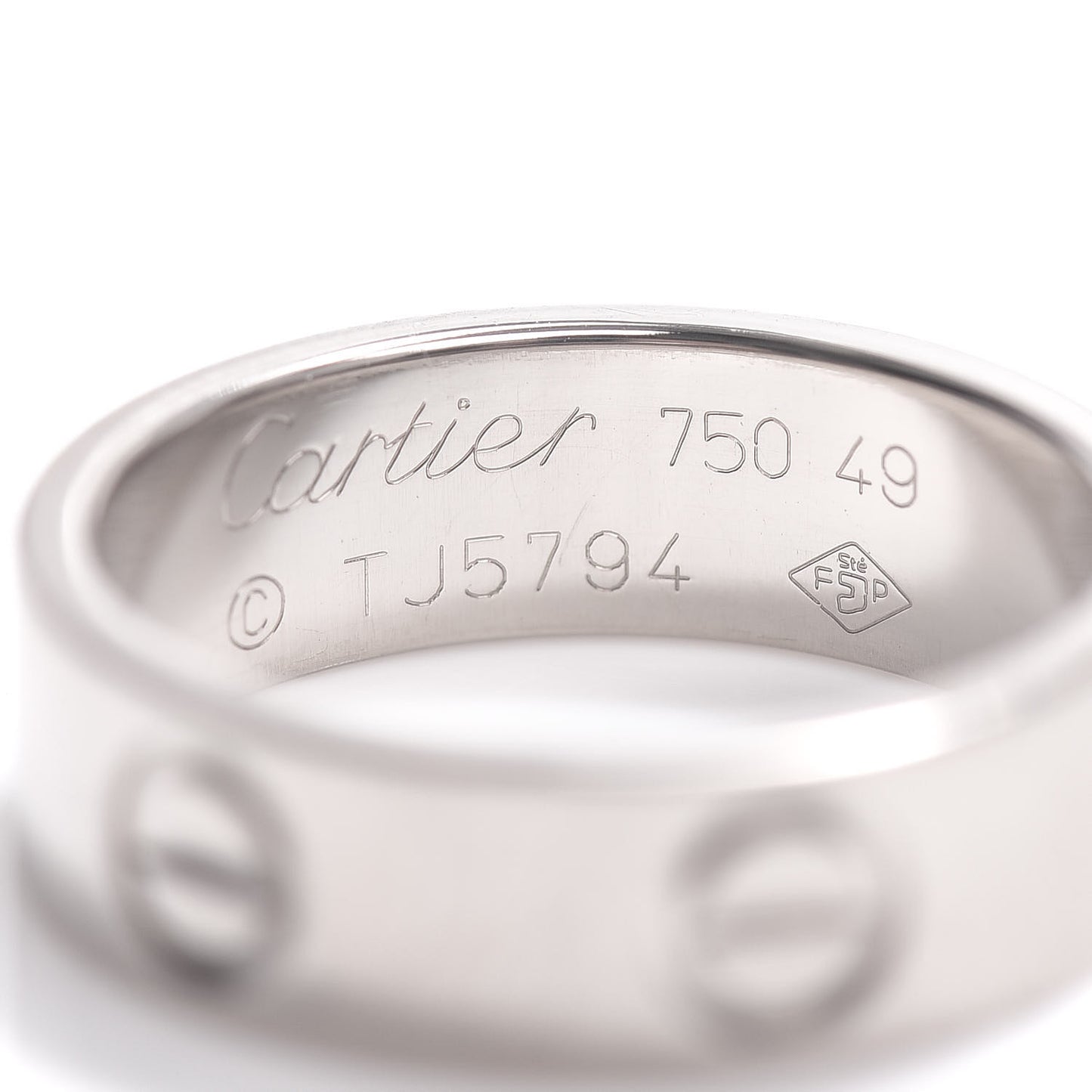 18K White Gold 5.5mm LOVE Ring 49 4.75